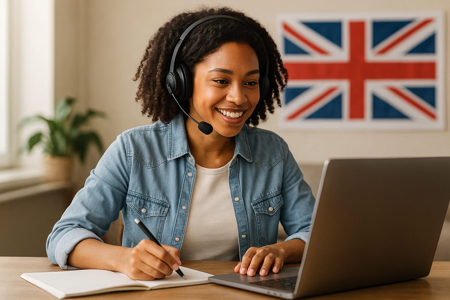 Une jeune femme adulte apprend l'anglais